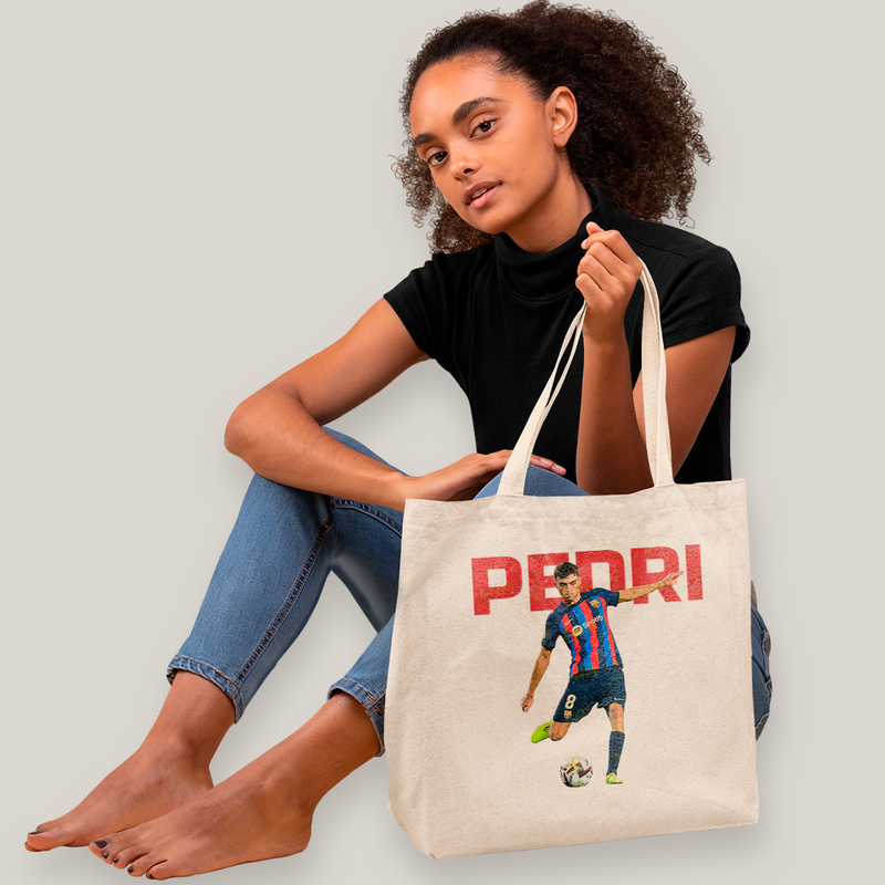 Sacola Ecobag Bolsa 38X40 Algodão-  Pedri Jogador Barcelona Espanha