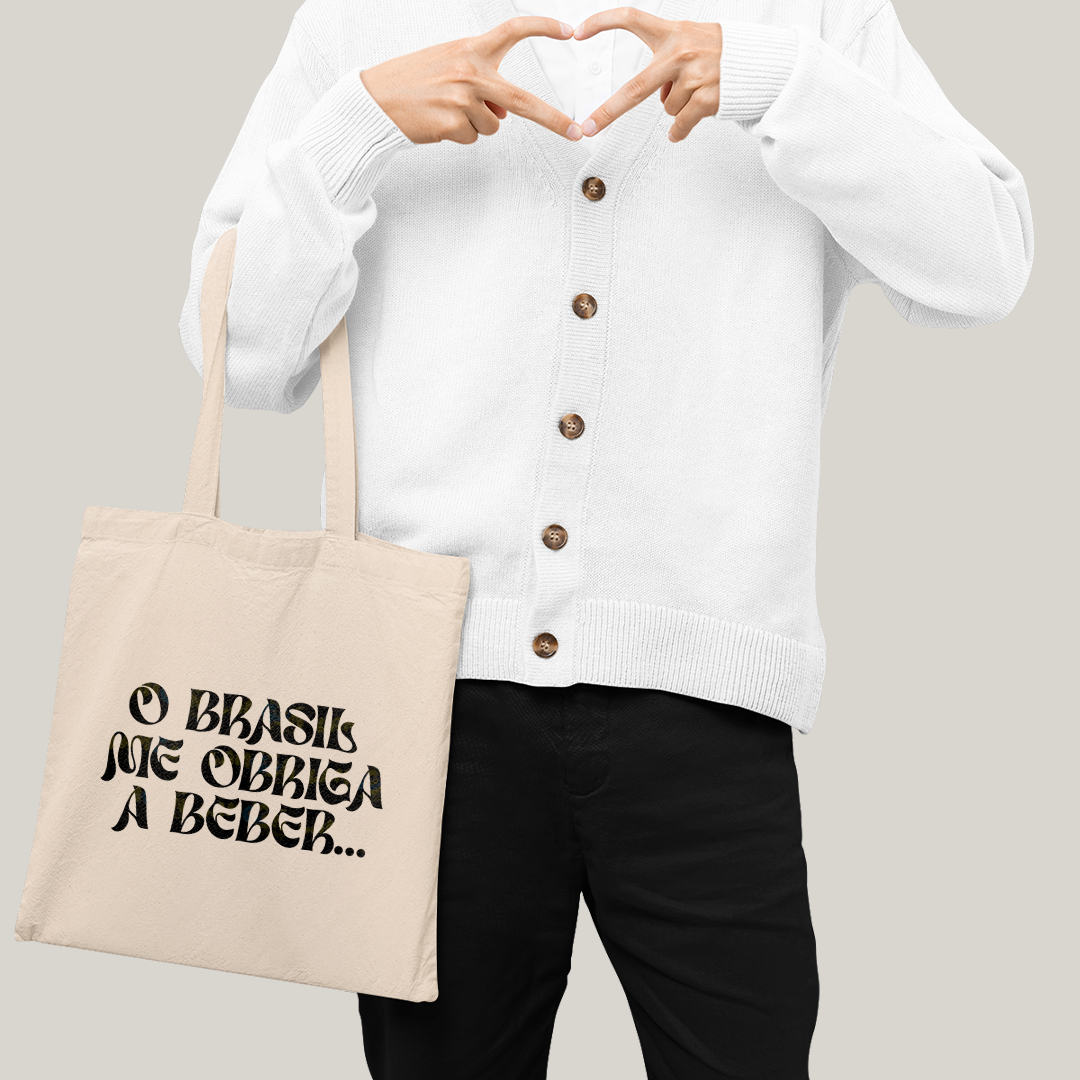 Sacola Ecobag Bolsa 38X40 Algodão-  O Brasil me obriga a Beber