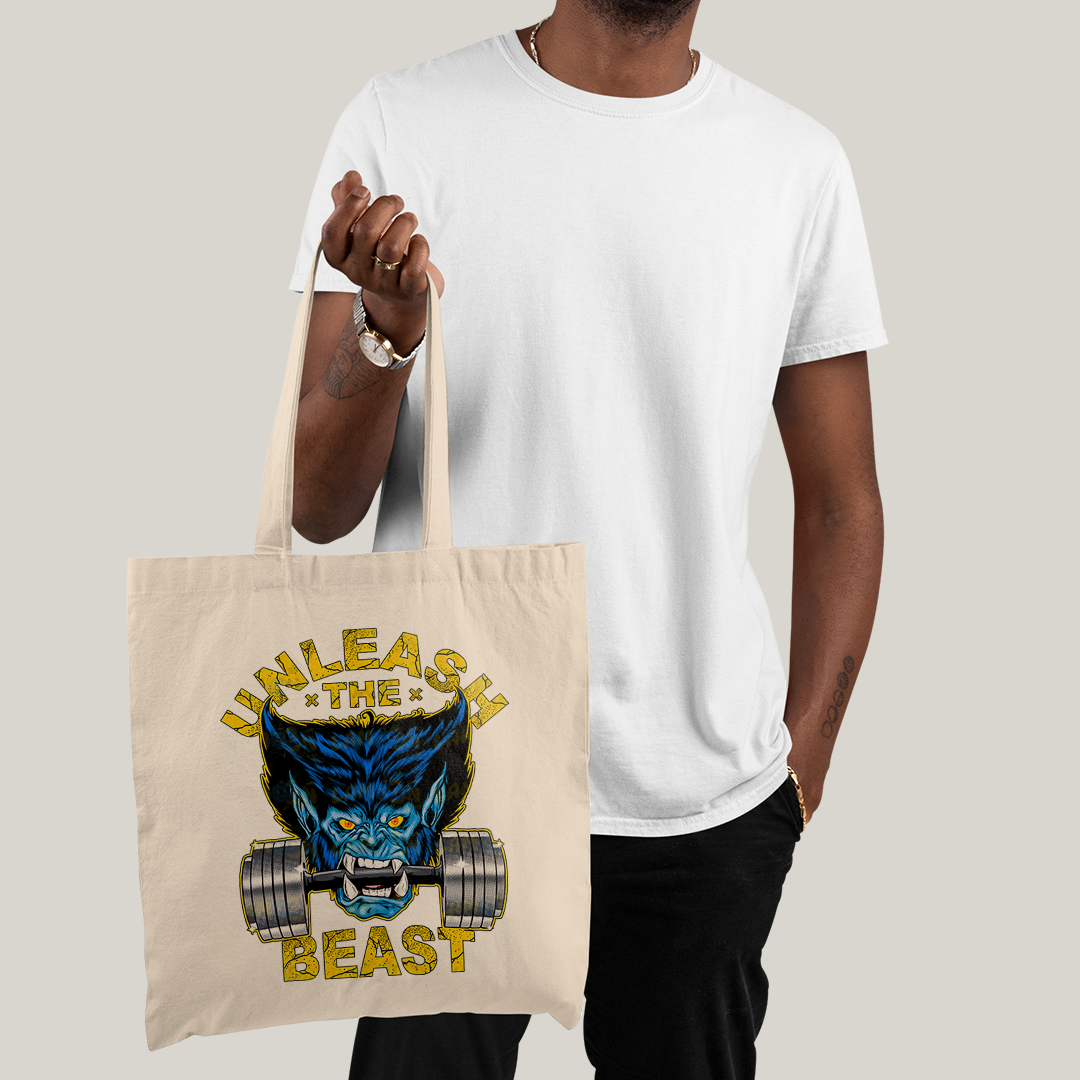 Sacola Ecobag Bolsa 38X40 Algodão-X Men Unleash The Beast a fera academia