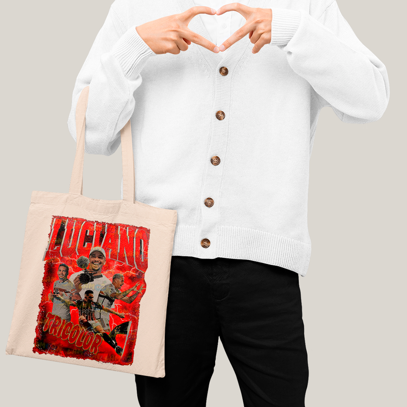 Sacola Ecobag Bolsa 38X40 Algodão Graphic Tee Luciano Tricolor Jogador de Futebol São Paulo
