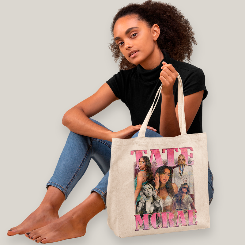 Sacola Ecobag Bolsa 38X40 Algodão Tate Mcrae Cantora pop rosa