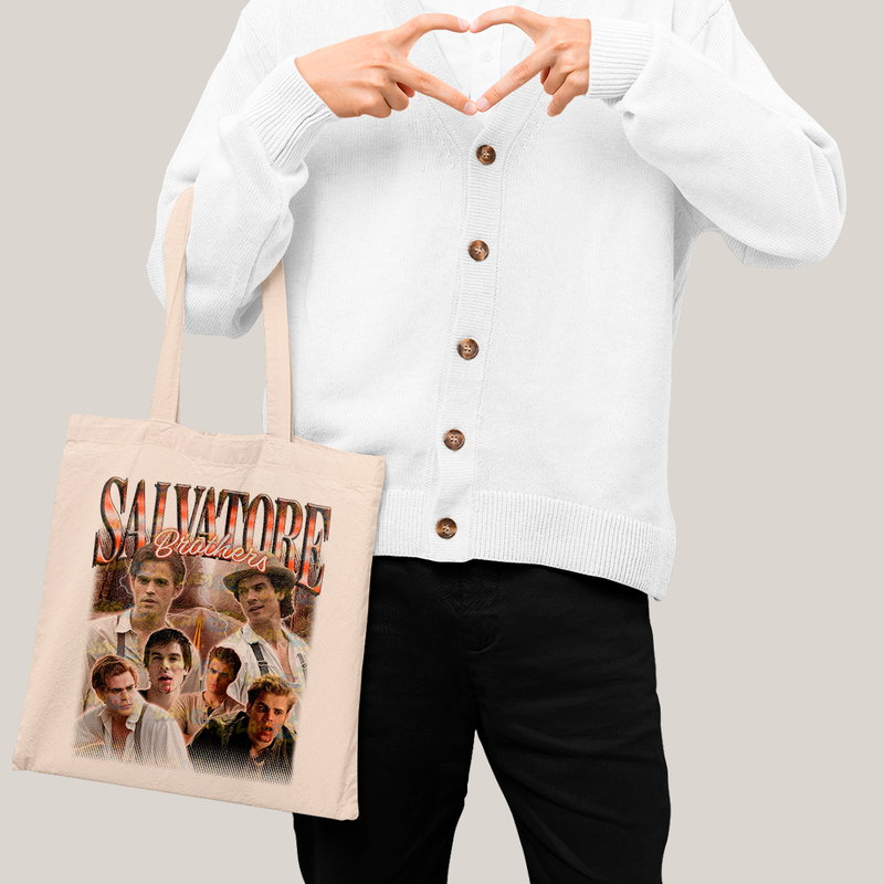 Sacola Ecobag Bolsa 38X40 Algodão- Irmãos Salvatore The Vampire Diaries Diários do Vampiro damon stefan