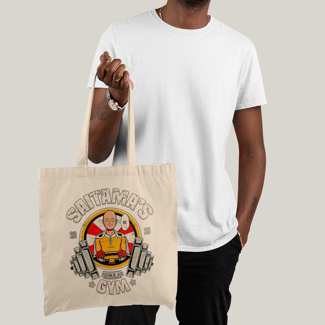 Sacola Ecobag Bolsa 38X40 Algodão-Saitama´s Gym One Punch Man Saitama