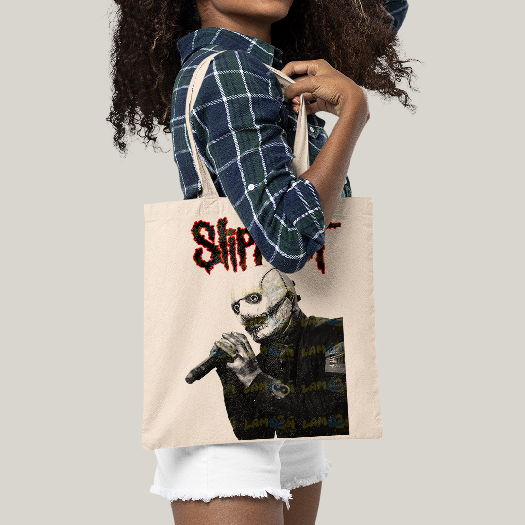 Sacola Ecobag Bolsa 38X40 Algodão Slipknot Black and White