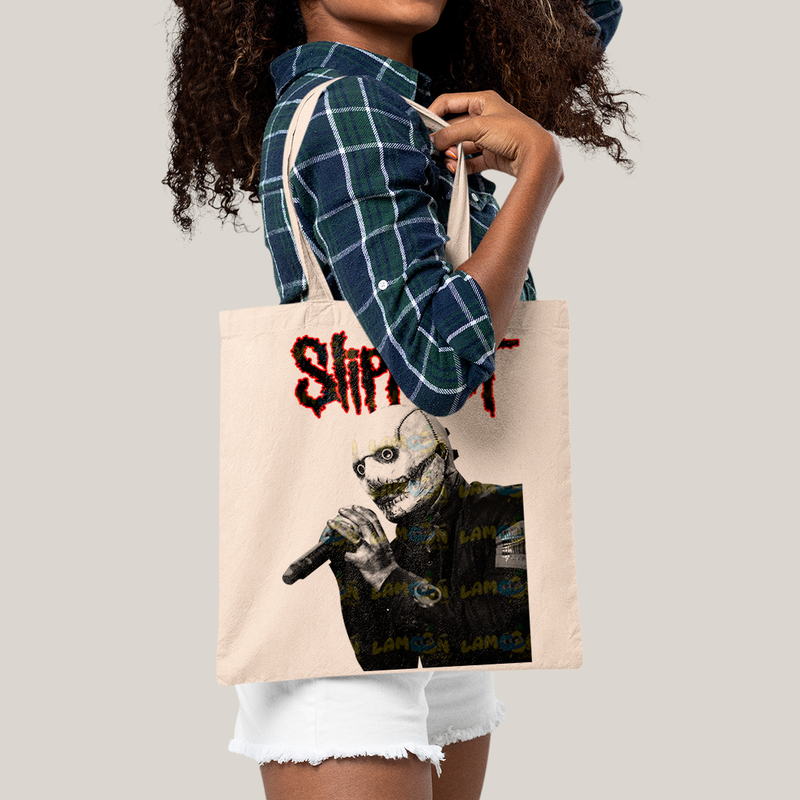 Sacola Ecobag Bolsa 38X40 Algodão Slipknot Black and White