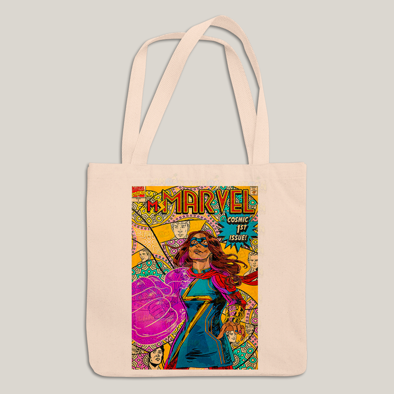 Sacola Ecobag Bolsa 38X40 Algodão-  Ms Marvel heroina heroi