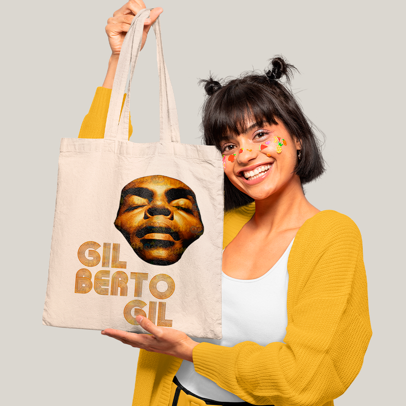 Sacola Ecobag Bolsa 38X40 Algodão- Gilberto GIl Dourado cantor brasileiro
