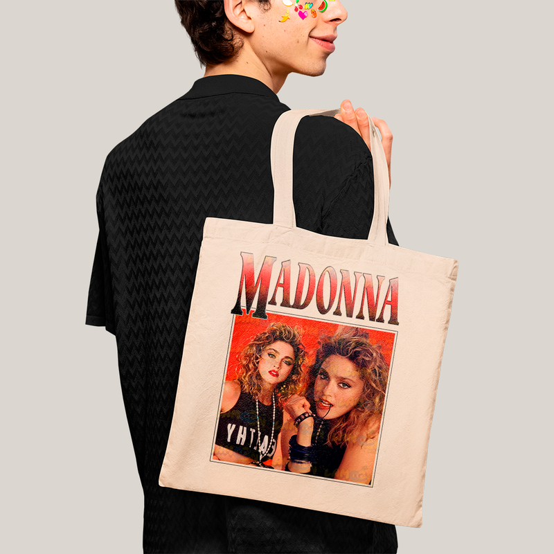 Sacola Ecobag Bolsa 38X40 Algodão Vintage Madonna Vermelho cantora pop