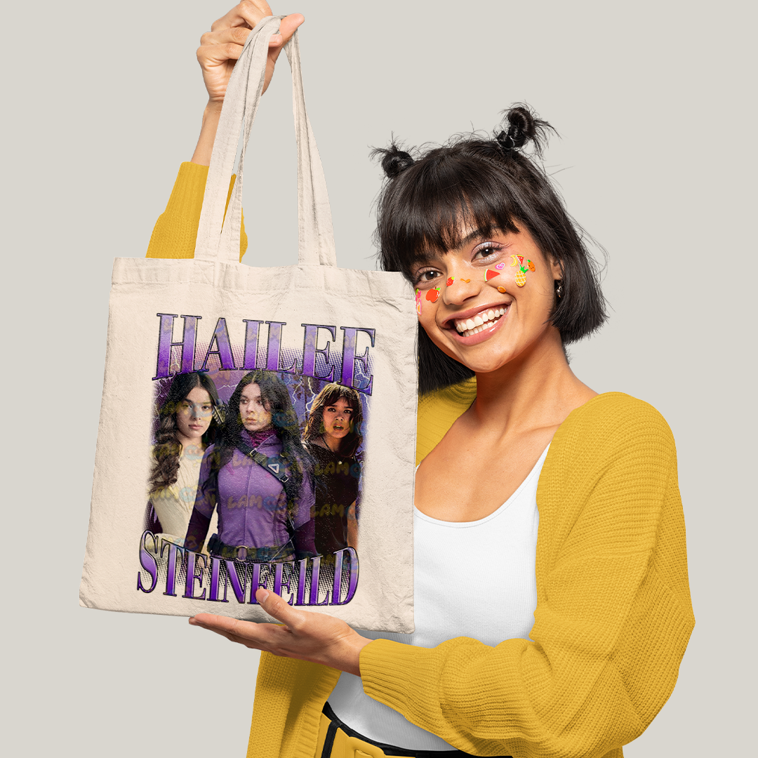 Sacola Ecobag Bolsa 38X40 Algodão- Hailee Steinfield Atriz Roxo Gavião Arqueiro