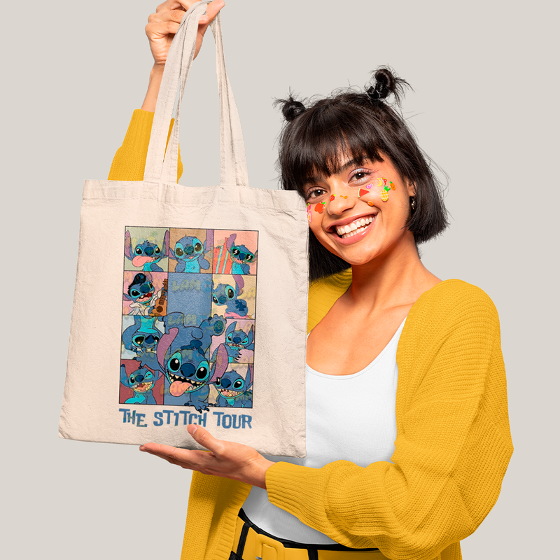 Sacola Ecobag Bolsa 38X40 Algodão- Lilo & Stitch The Stitch Tour