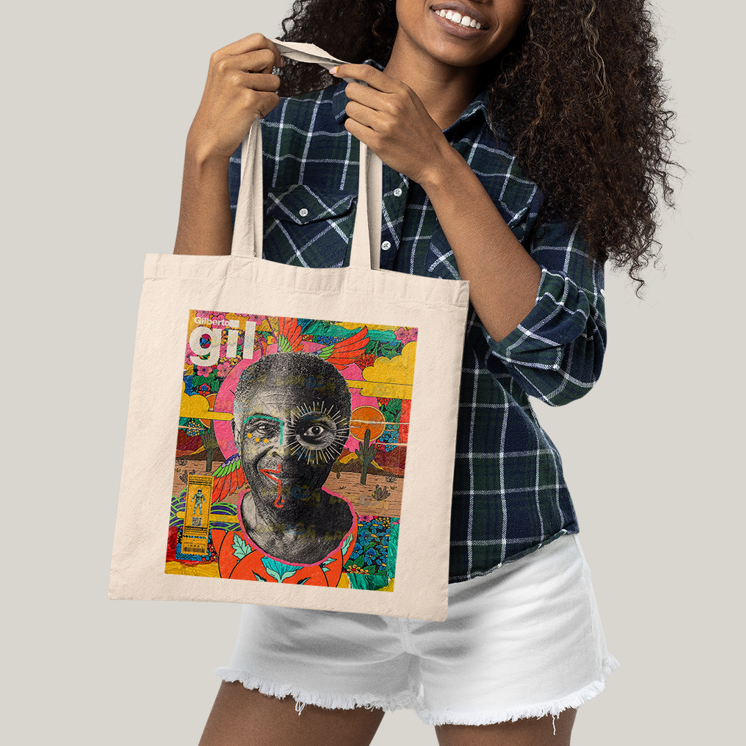 Sacola Ecobag Bolsa 38X40 Algodão- gilberto gil colorido