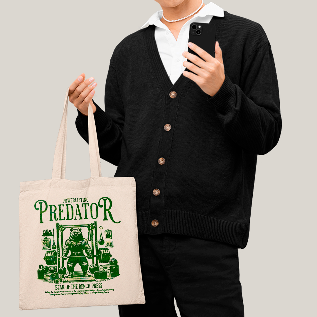 Sacola Ecobag Bolsa 38X40 Algodão Powerlifting Predator Urso Maromba Academia