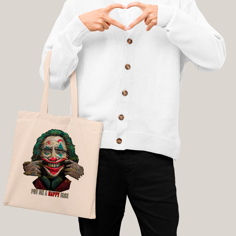 Sacola Ecobag Bolsa 38X40 Algodão Put On a Happy Face coringa joker