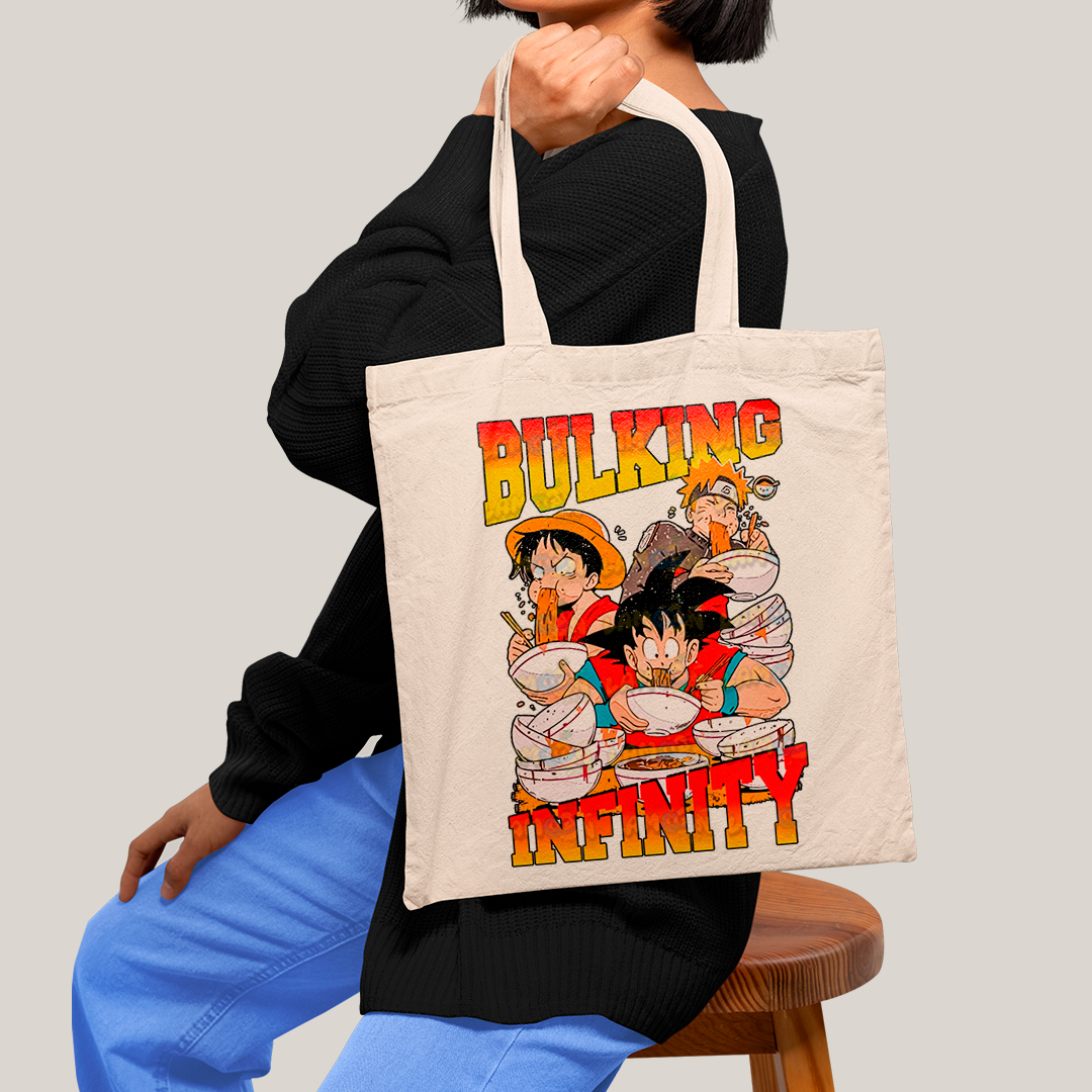 Sacola Ecobag Bolsa 38X40 Algodão- Bulking Infinity naruto goku luffy one piece dragon ball anime
