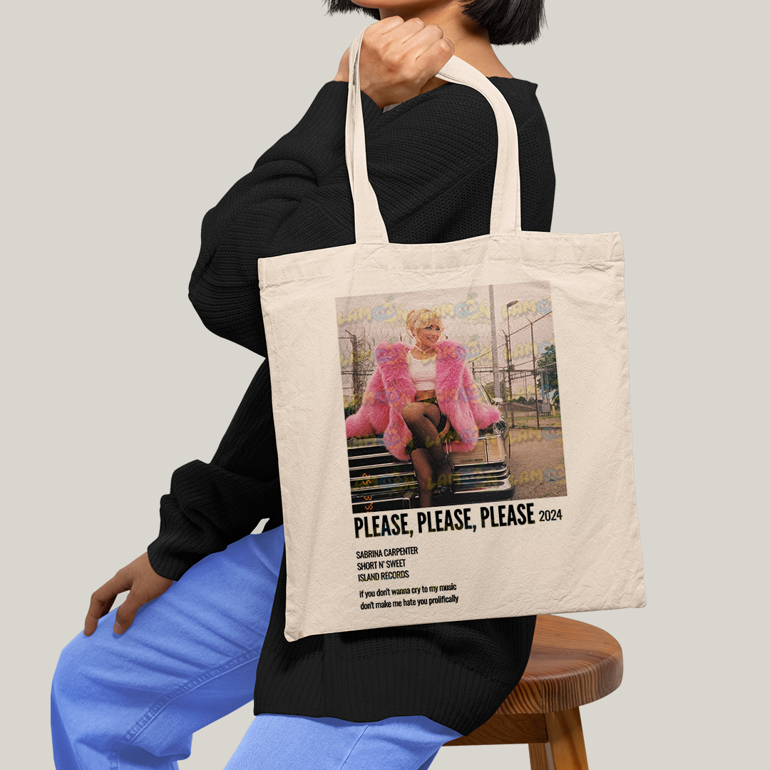 Sacola Ecobag Bolsa 38X40 Algodão-  Sabrina Carpenter Please 2024