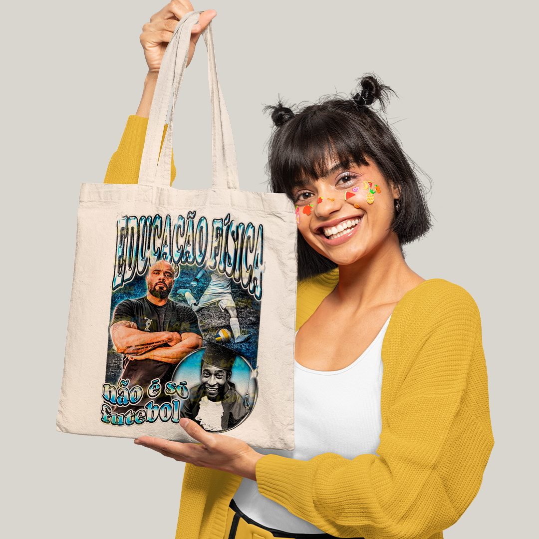 Sacola Ecobag Bolsa 38X40 Algodão- Educação Física Não é Só Futebol Pelé julio balestrin