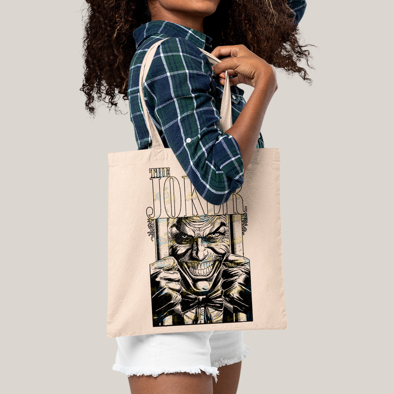 Sacola Ecobag Bolsa 38X40 Algodão- The Joker Coringa preto  branco