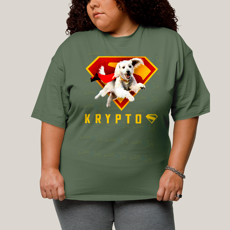 Camiseta Plus Size Algodão Unissex T shirt Superman & Krypto o Supercão