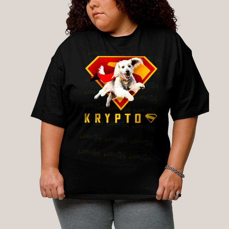 Camiseta Plus Size Algodão Unissex T shirt Superman & Krypto o Supercão