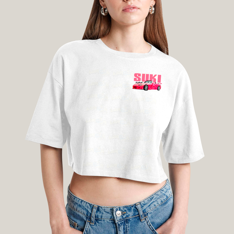 Cropped Oversized Algodão Unissex T shirt Suki & Bullet BFF ou casal FC