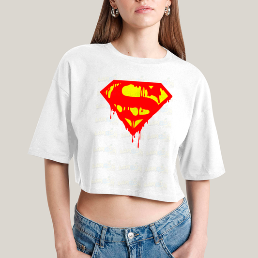 Cropped Oversized Algodão Unissex T shirt Superman Logo Clássica 3