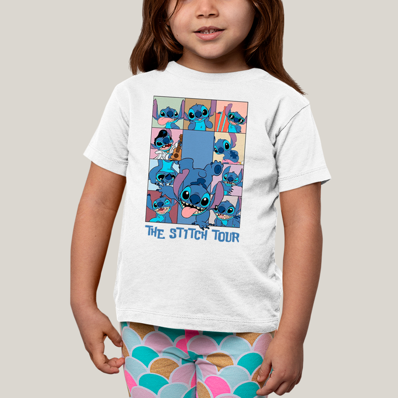 Camiseta Infantil Algodão Unissex T shirt Lilo & Stitch The Stitch Tour