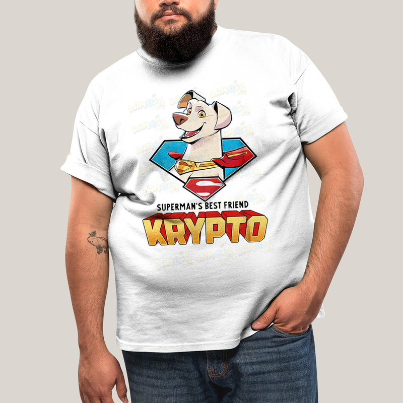 Camiseta Plus Size Algodão Unissex T shirt Superman Supercão Krypto