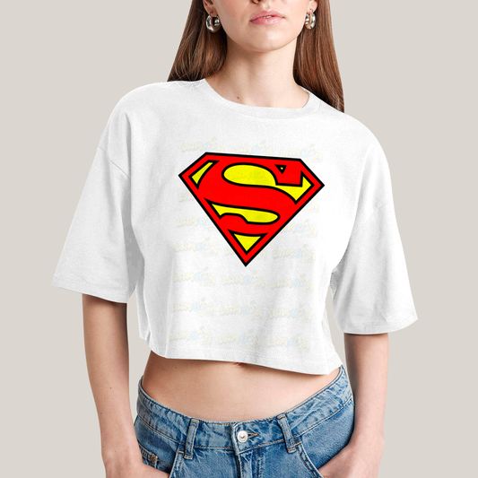Cropped Oversized Algodão Unissex T shirt Superman Logo Clássica 2