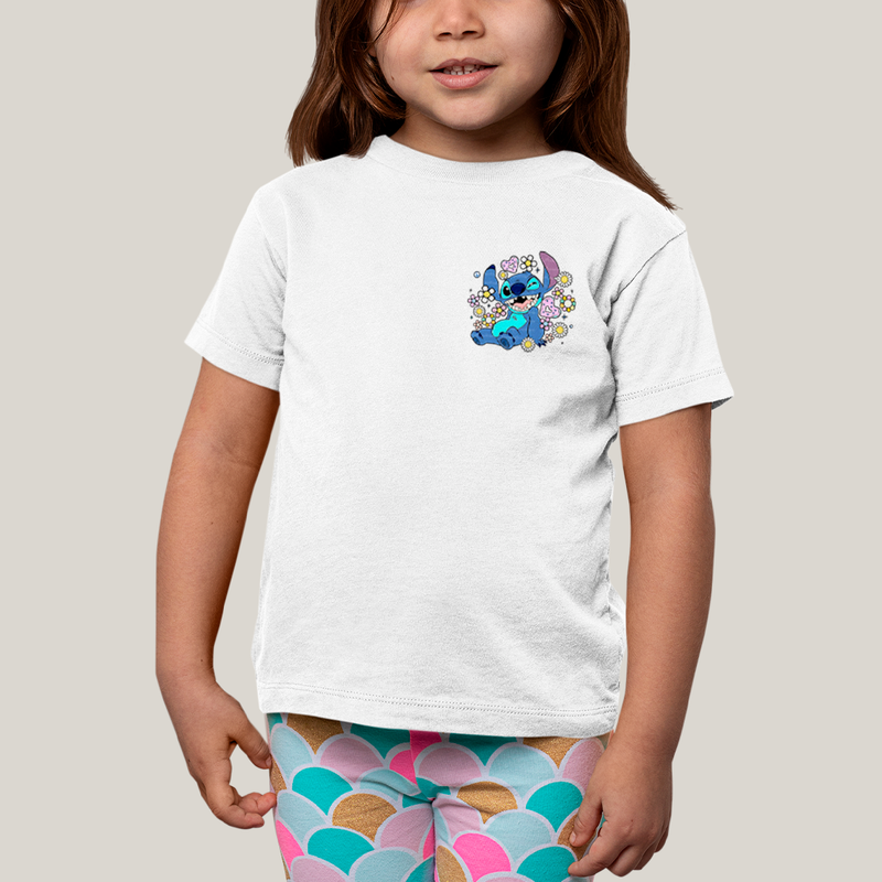 Camiseta Infantil Algodão Unissex T shirt Lilo & Stitch Piscando FC