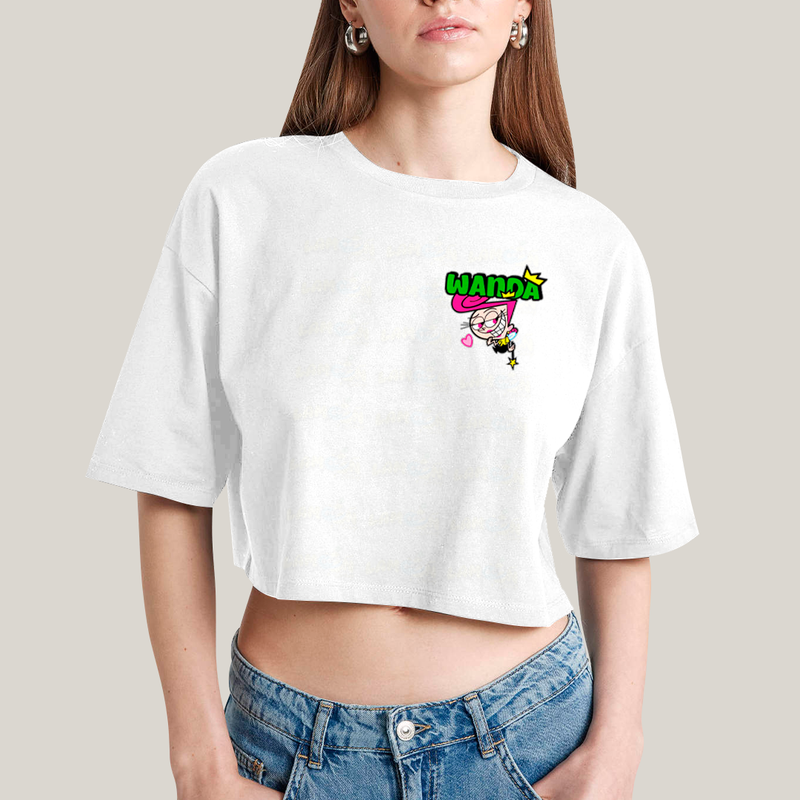Cropped Oversized Algodão Unissex T shirt Cosmo & Wanda BFF ou casal FC
