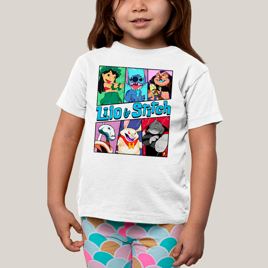 Camiseta Infantil Algodão Unissex T shirt Lilo & Stitch Alienigenas