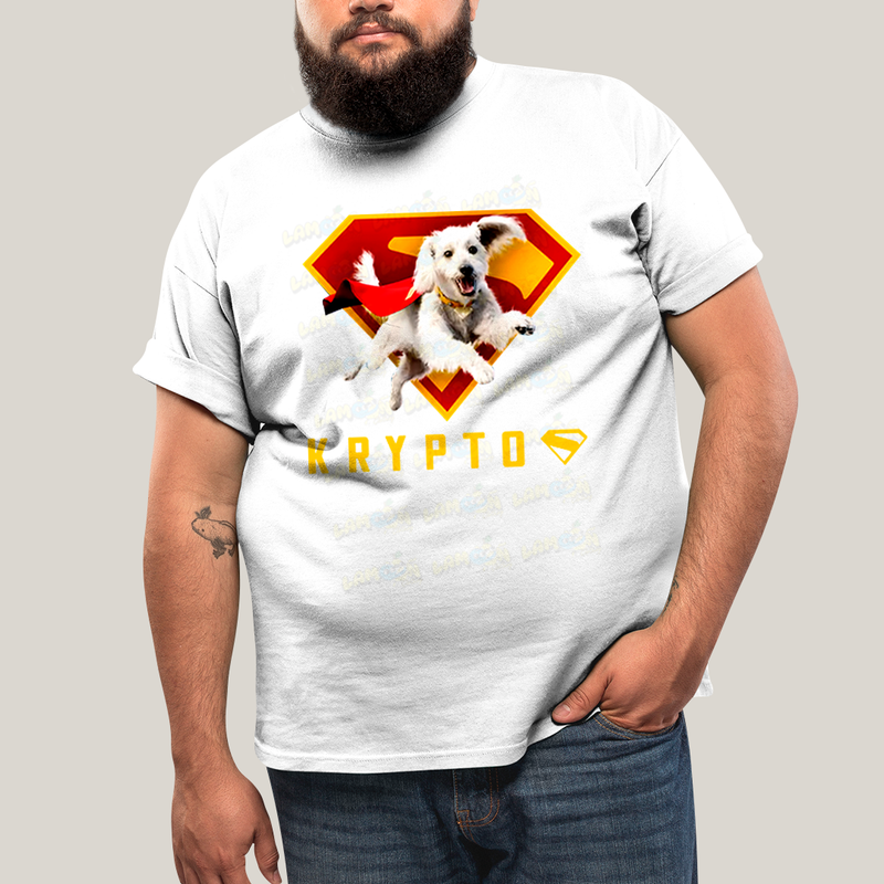 Camiseta Plus Size Algodão Unissex T shirt Superman & Krypto o Supercão