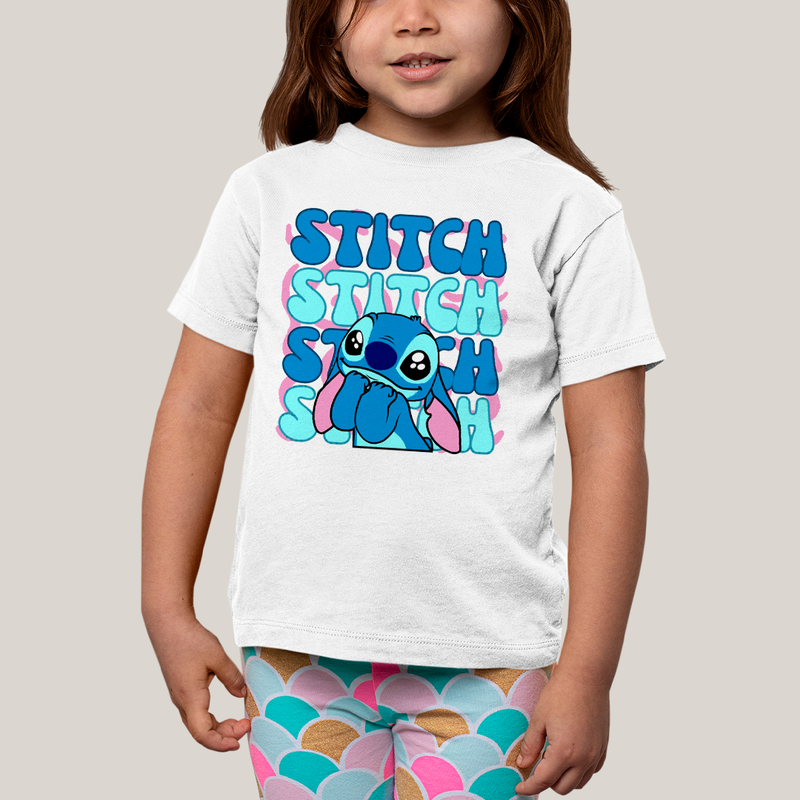 Camiseta Infantil Algodão Unissex T shirt Lilo & Stitch Orelha Caida