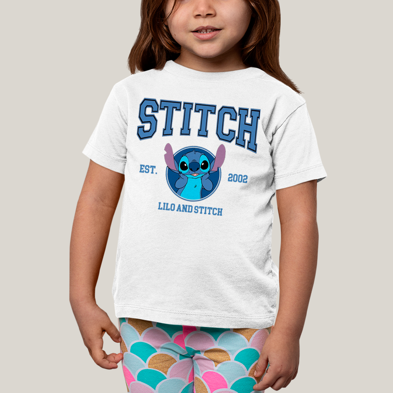 Camiseta Infantil Algodão Unissex T shirt Lilo & Stitch Est.2002