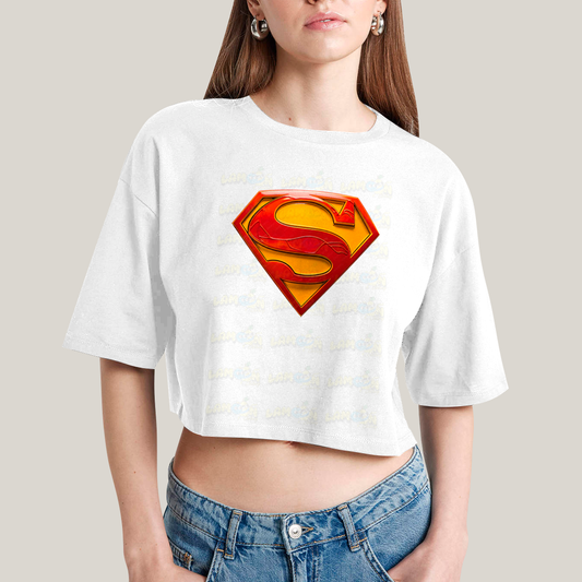 Cropped Oversized Algodão Unissex T shirt Superman Logo Clássica