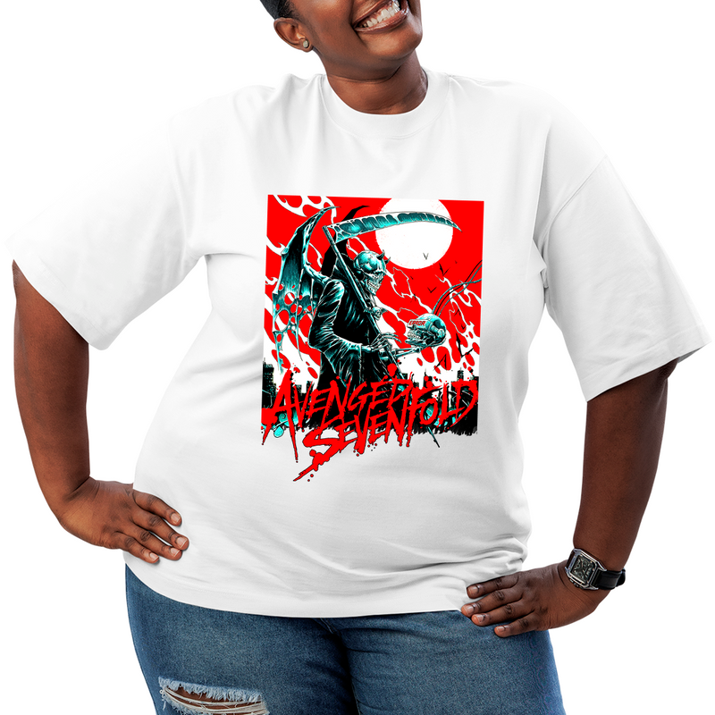 Camiseta Plus Size Avenged Seven Fold Caveira Error