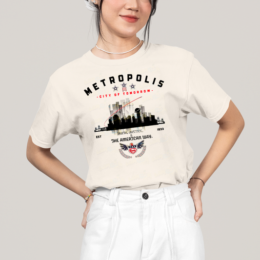 Camiseta Algodão Unissex T shirt Superman Legacy Metropolis City of Tomorrow