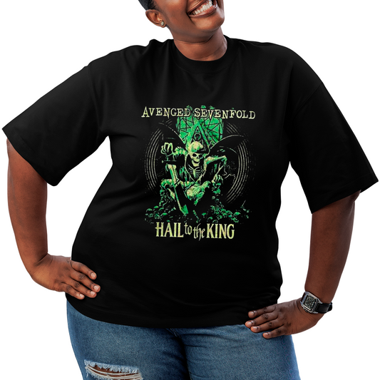 Camiseta Plus Size Avenged Seven Fold Caveira Hail the King