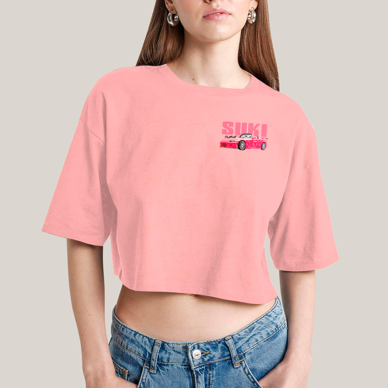 Cropped Oversized Algodão Unissex T shirt Suki & Bullet BFF ou casal FC