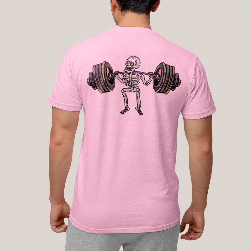 Camiseta Algodão Unissex T shirt Academia Rock in Roll Leg Day - Frente e Costas