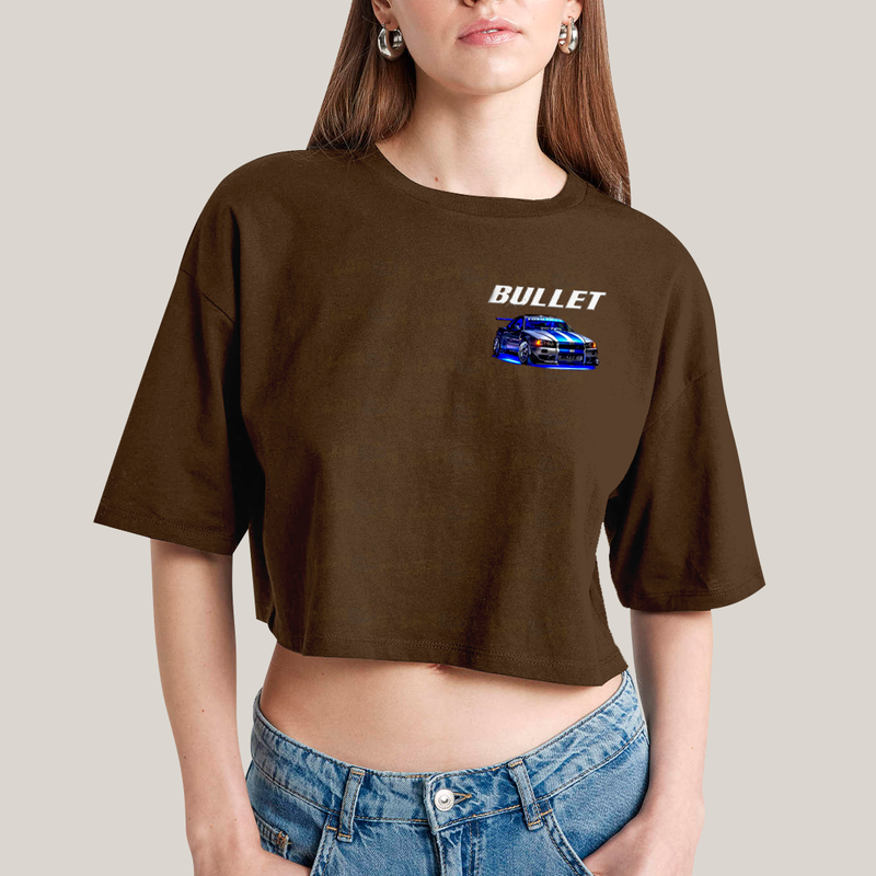 Cropped Oversized Algodão Unissex T shirt Suki & Bullet BFF ou casal FC