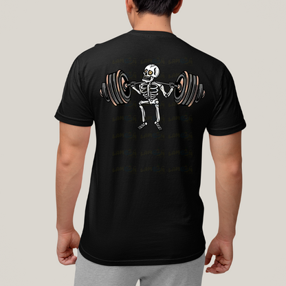 Camiseta Algodão Unissex T shirt Academia Rock in Roll Leg Day - Frente e Costas