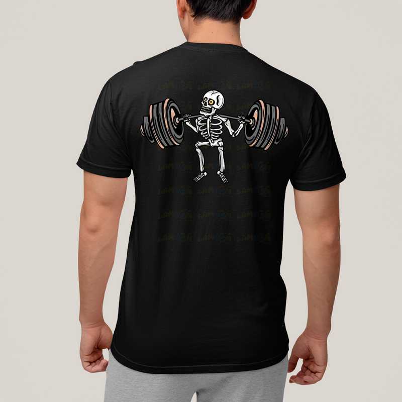 Camiseta Algodão Unissex T shirt Academia Rock in Roll Leg Day - Frente e Costas