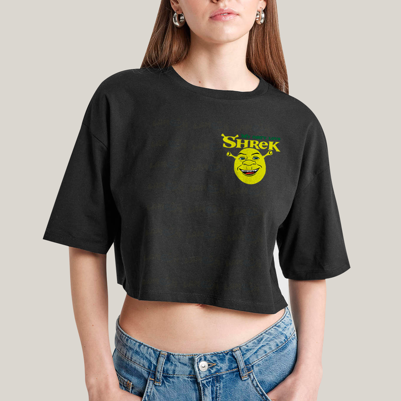 Cropped Oversized Algodão Unissex T shirt Shrek & Fiona BFF ou casal FC