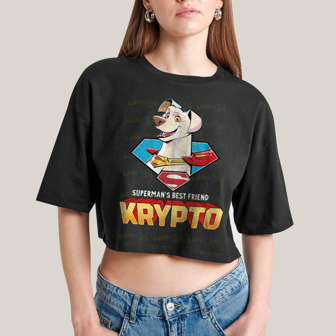 Cropped Oversized Algodão Unissex T shirt Superman Supercão Krypto