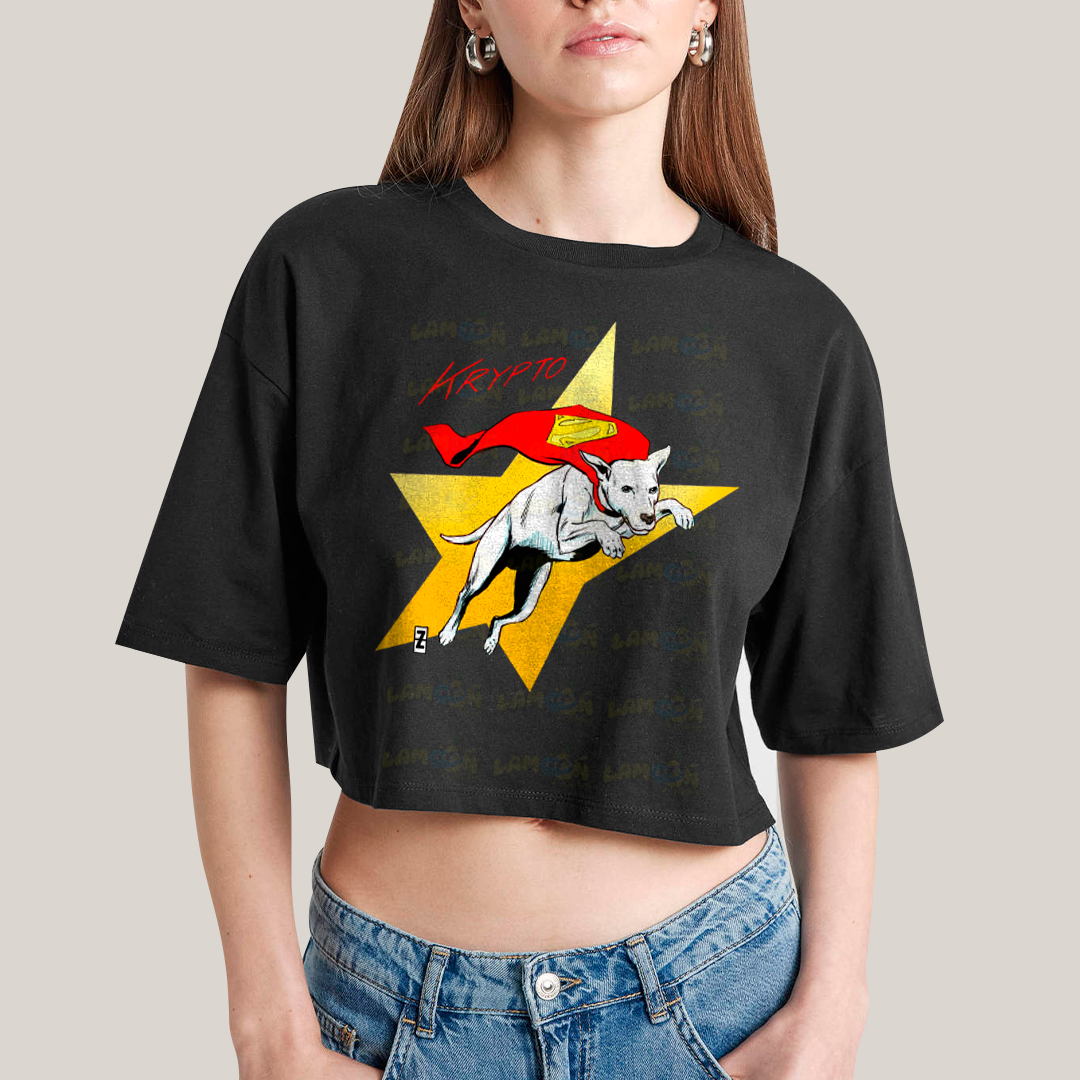 Cropped Oversized Algodão Unissex T shirt Superman Supercão Krypto Star