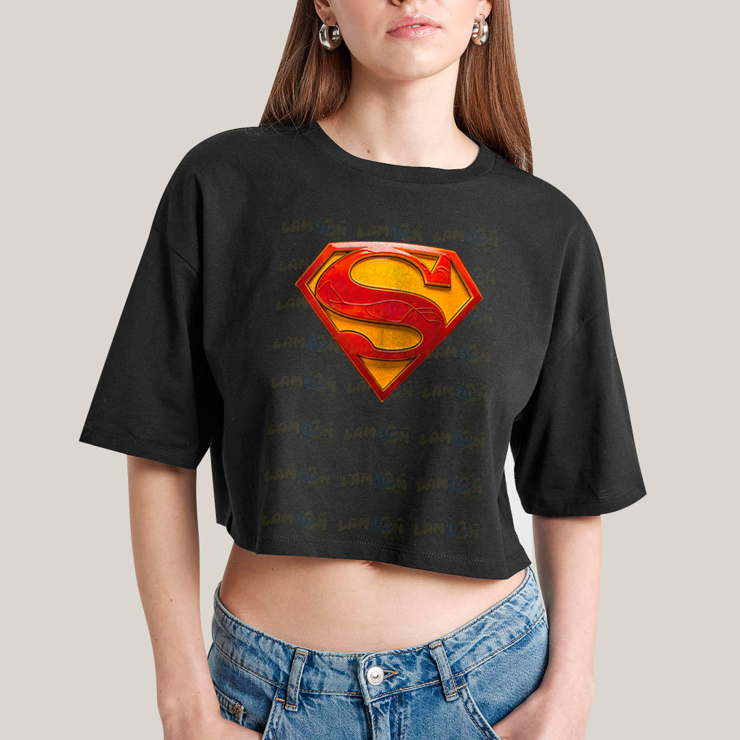 Cropped Oversized Algodão Unissex T shirt Superman Logo Clássica