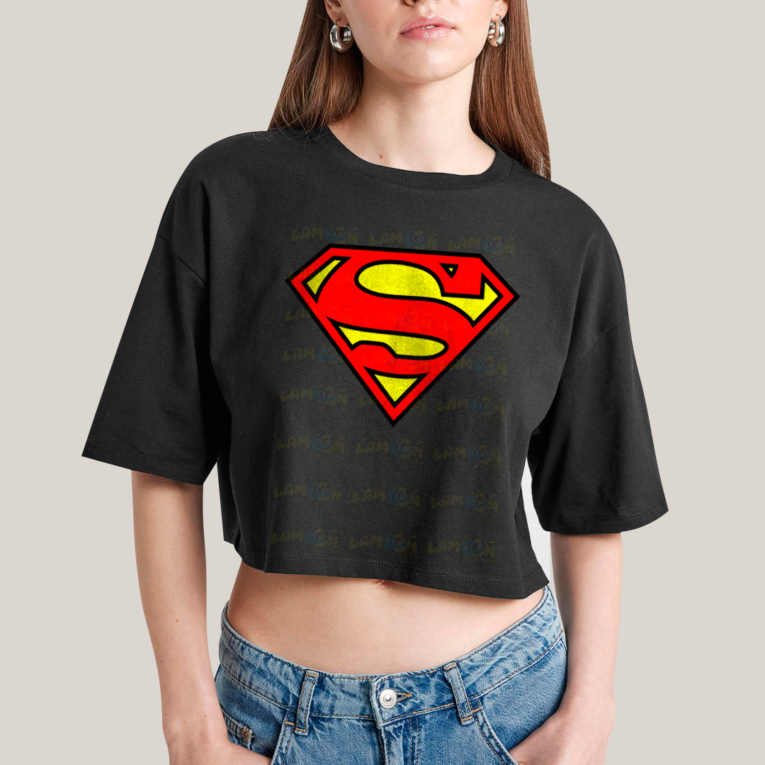 Cropped Oversized Algodão Unissex T shirt Superman Logo Clássica 2