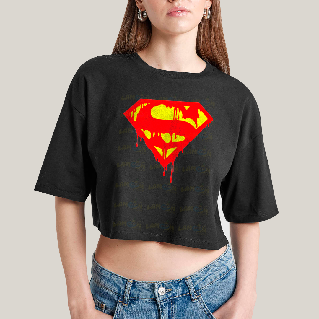 Cropped Oversized Algodão Unissex T shirt Superman Logo Clássica 3
