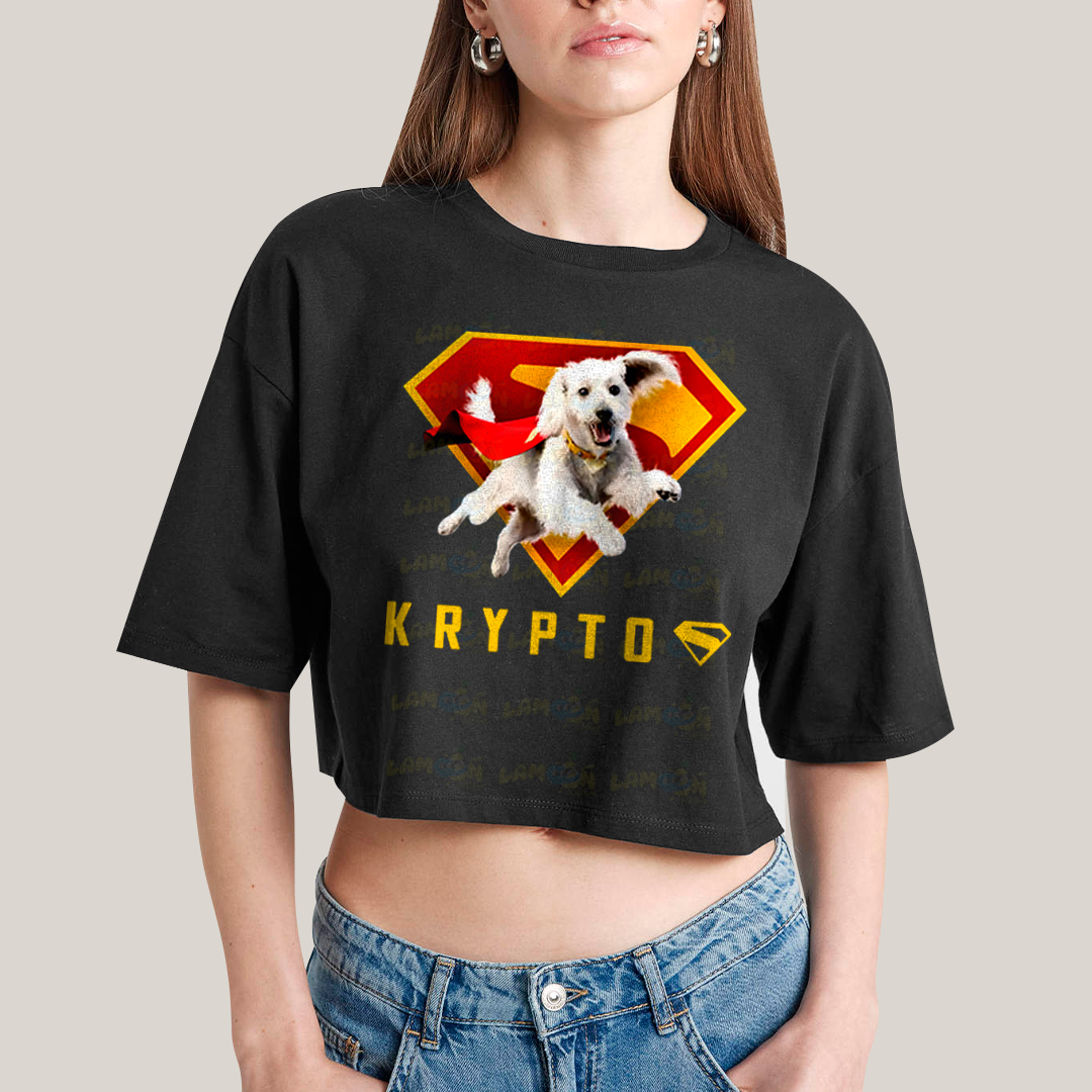 Cropped Oversized Algodão Unissex T shirt Superman & Krypto o Supercão